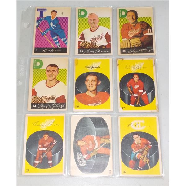 Lot of 9 1961-62 Parkhurst NHL Hockey cards