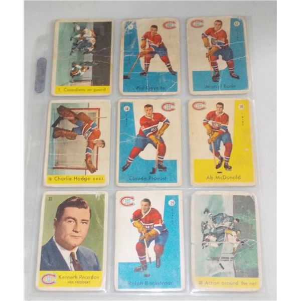 Lot of 9 1959-60 Parkhurst NHL Hockey cards