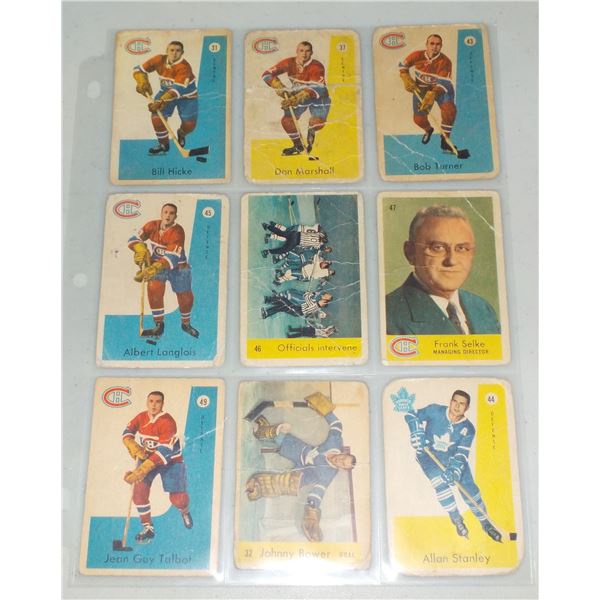 Lot of 9 1959-60 Parkhurst NHL Hockey cards