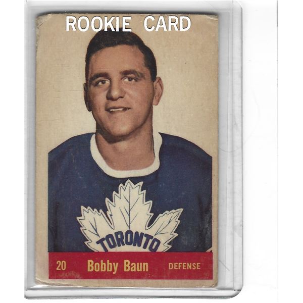 Bobby Baun 1957-58 Parkhurst Hockey Rookie card #T20