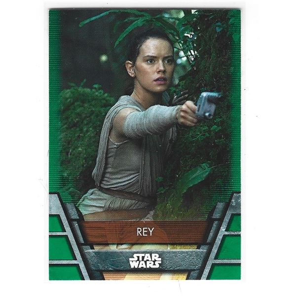 2020 Topps Star Wars Holocron card RES-1 Rey Green parallel