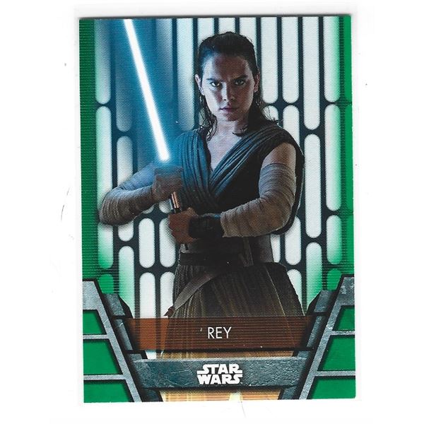 2020 Topps Star Wars Holocron card RES-10 Rey Green parallel