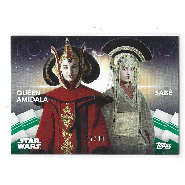 Women of Star Wars Powerful Pairs card PP-7 Queen Amidala Sabé Green #d 57/99