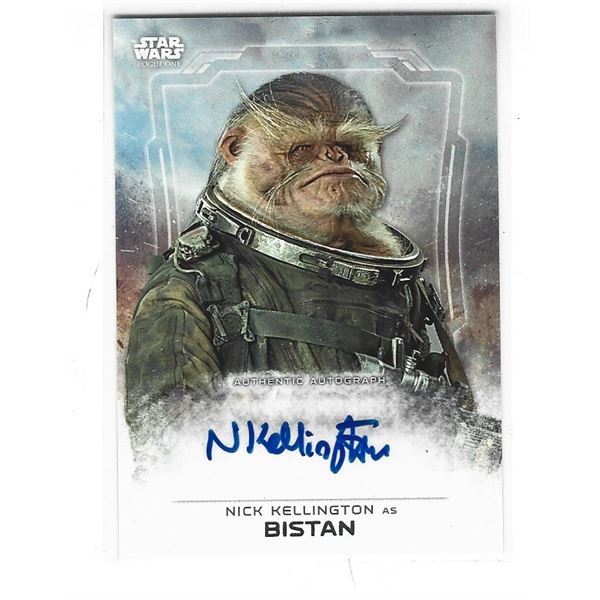 Topps Star Wars Rogue One Nick Kellington as Bistan Autograph card