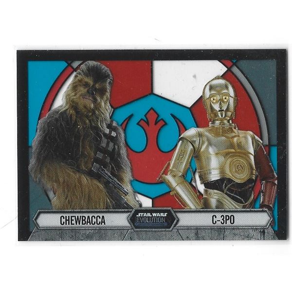 Star Wars Evolution 2016 Stained Glass Pairings Plastic card 7 of 9  Chewbacca / C-3PO