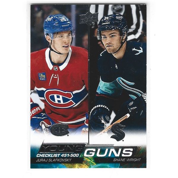 Juraj Slafkovsky Shane Wright 2022-23 Upper Deck Young Guns Rookie Checklist card #500