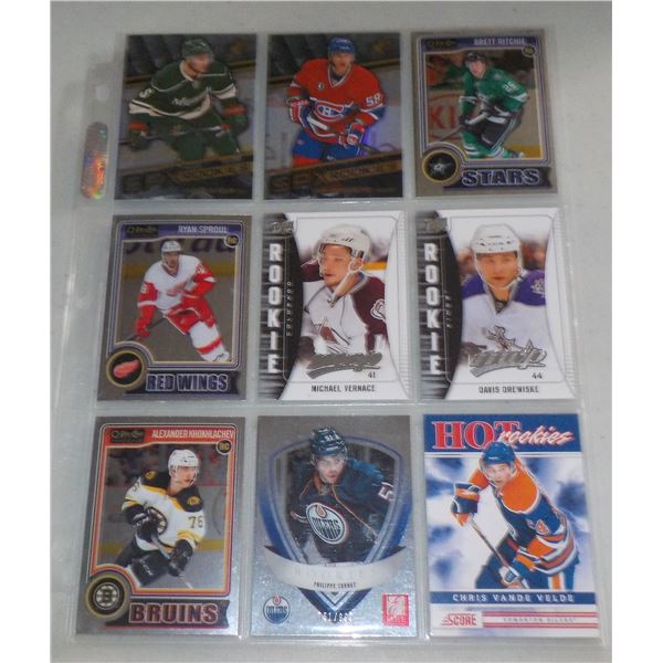 Lot of 9 assorted NHL Hockey Rookie cards