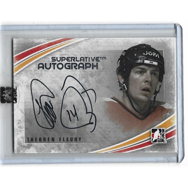 Theoren "Theo" Fleury 2011-12 Superlative Autograph card A-TF Silver Version 1 of 40