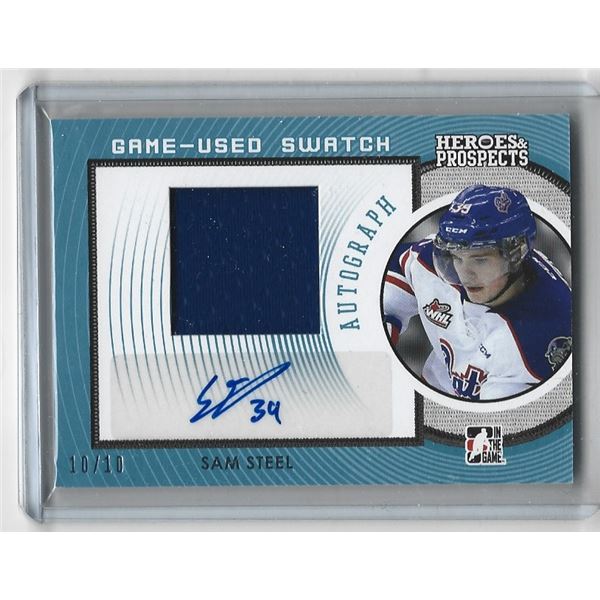 Sam Steel 2014-15 Heroes & Prospects Autograph Jersey card GUJA-17 #d 10/10