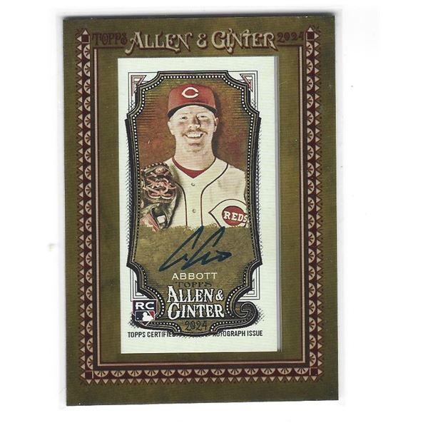Andrew Abbott 2024 Allen & Ginter Framed Mini Rookie Autograph card MA-AA