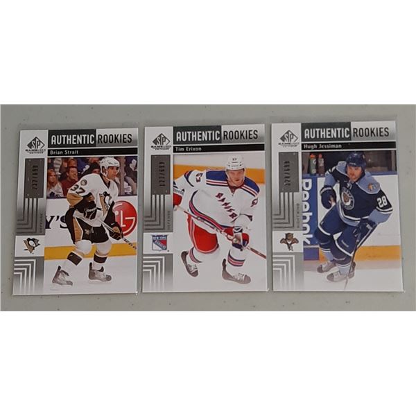Lot of 3 2011-12 SP Game Used Authentic Rookie cards #d /699