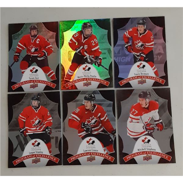 Lot of 6 2016 Upper Deck Team Canada Juniors Program of Excellence cards