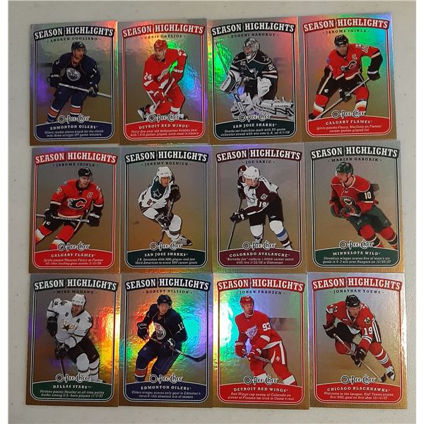 Lot of 12 2008-09 O-Pee-Chee Season Highlights cards