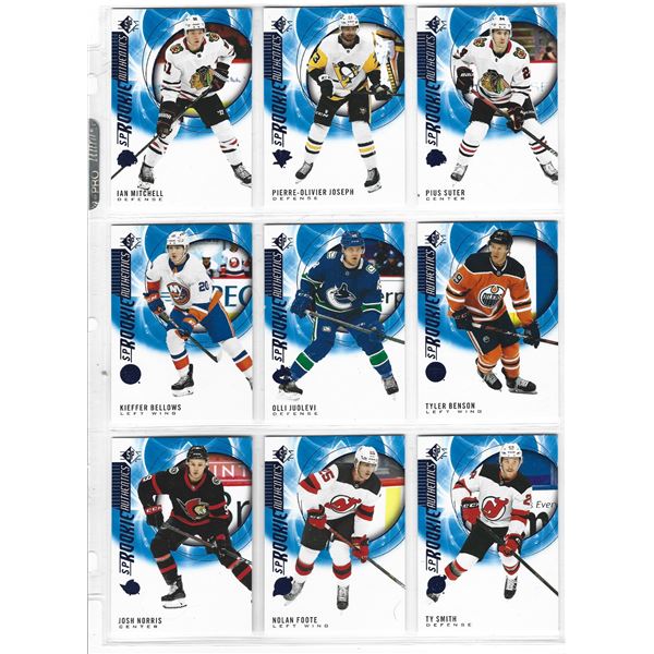 Lot of 9 2020-21 SP Hockey Blue Parallel Rookie cards