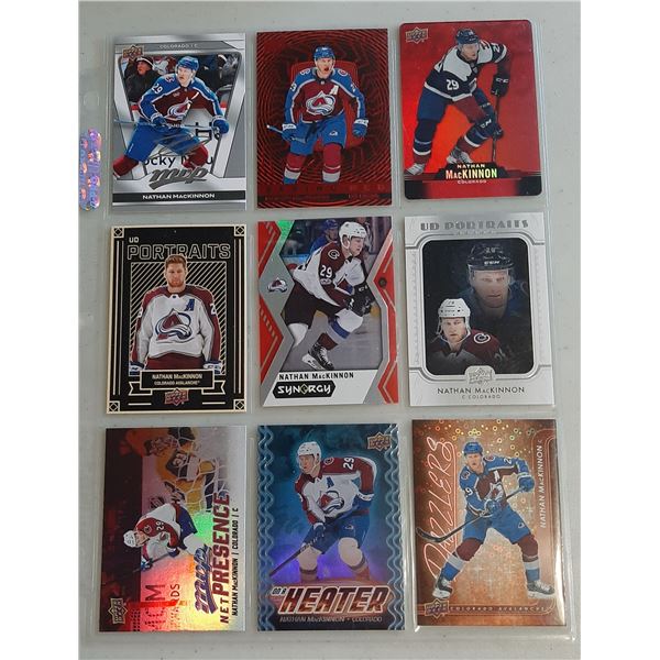 Lot of 9 Nathan Mackinnon Hockey cards Inserts and Parallels - no commons