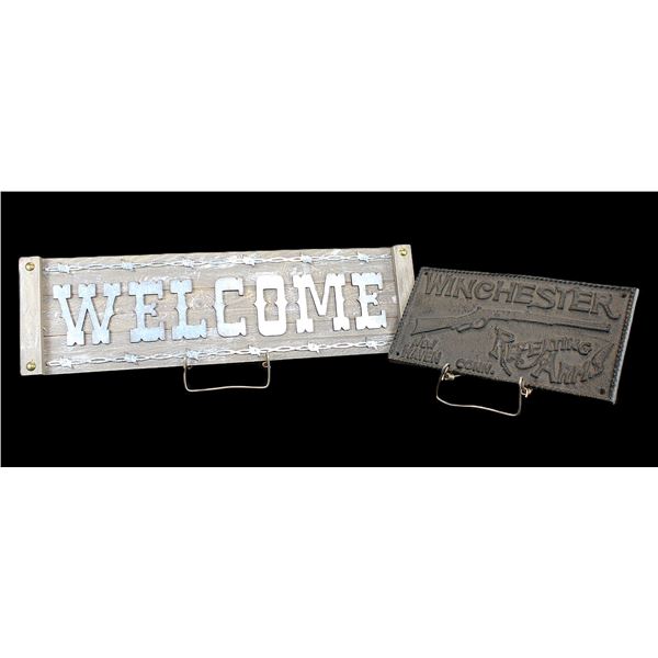 Cast Winchester Sign- 13" X 6.75" - Wooden Welcome Sign- 24" X 7"