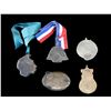 Image 2 : 4 Marked Cowboy Hall Of Fame Medallions- 2 With Ribbons- Brass Belt Buckle