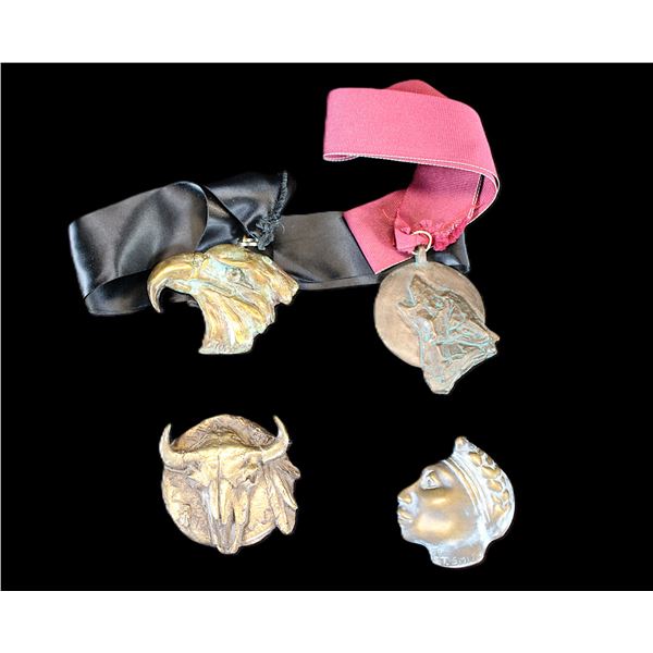 4 Marked Cowboy Hall Of Fame Medallions- 2 With Ribbons