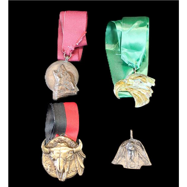 4 Marked Cowboy Hall Of Fame Medallions- 3 With Ribbons