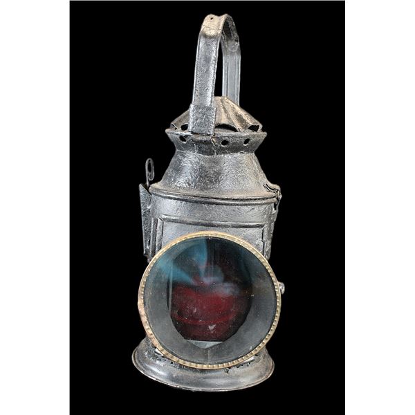Very Early Railroad Lantern With Red And Green Lens- 14" X 7"
