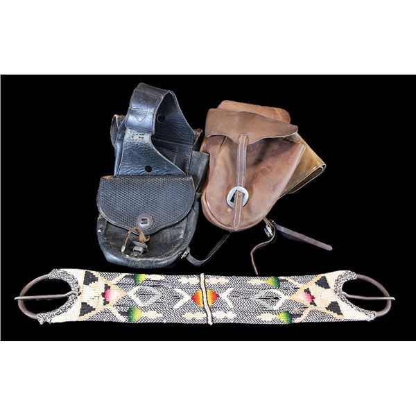 Basket Stamped Saddle Bags With WAGE Sterling Overlay Hardware- Bruce Meier Wichenburg AZ Saddle Bag