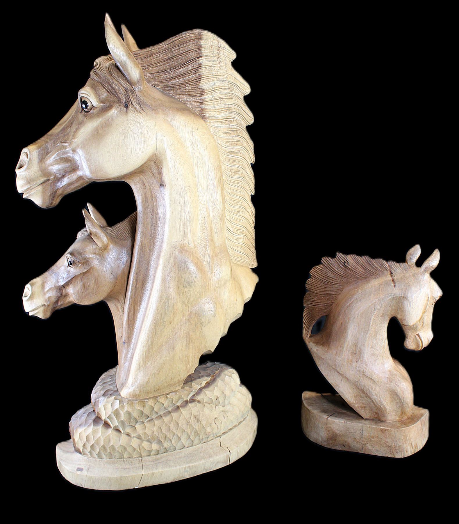 2 Carved Wooden Horse Statues- 32