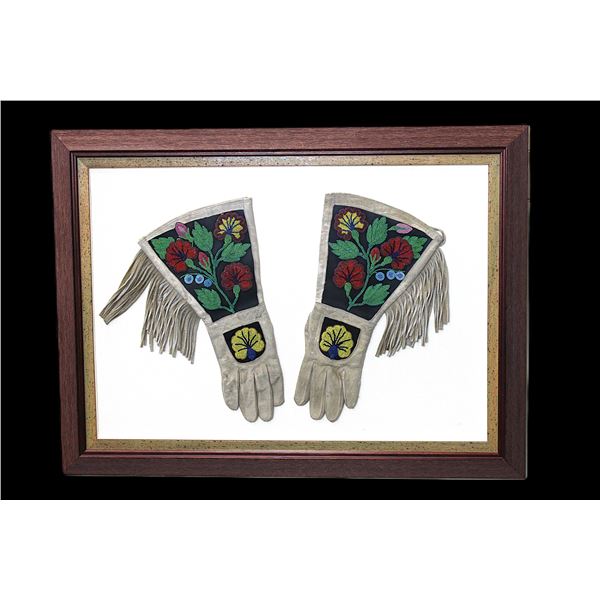Framed Native Beaded Gauntlets- 34  X 25 