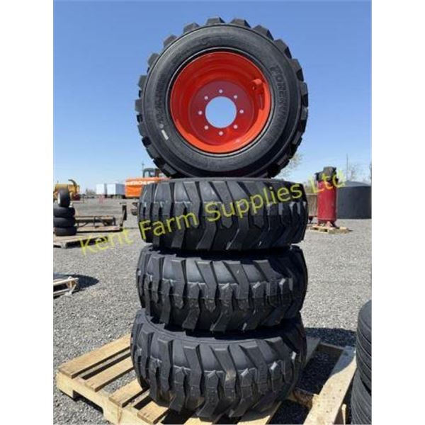 4 NEW 12X16.5 SKID STEER TIRES AND RIMS