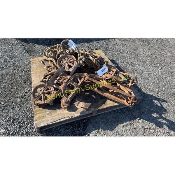 ANTIQUE HAY TROLLEYS CAST IRON