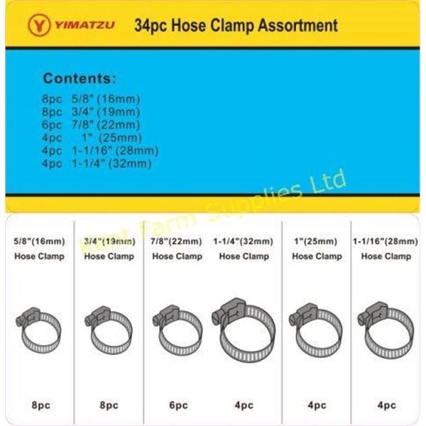 NEW GEAR CLAMP KIT-HOSE CLAMP (34PCS)