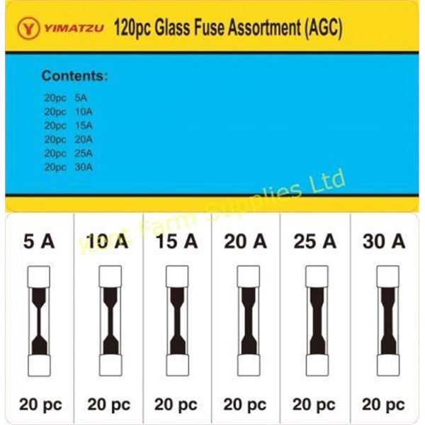 NEW GLASS FUSE KIT-AGC GLASS AUTO FUSE (120PCS)
