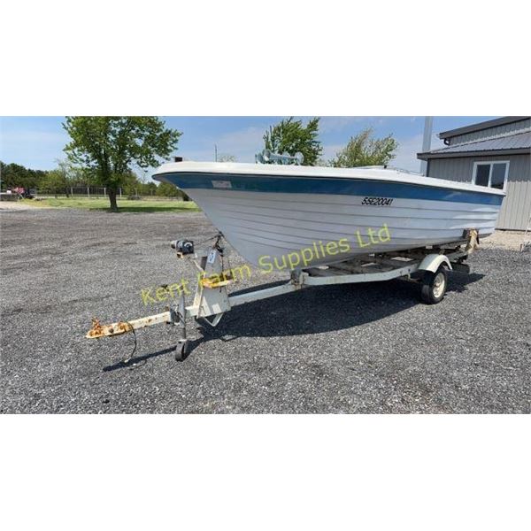 VINTAGE FIBERGLASS BOAT & TRAILER 16'
