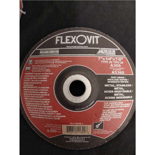 BOITE DE 10 DISQUES ABRASIFS FLEXOVIT TYPE 28, 7" X 1/4" X 7/8" A30S