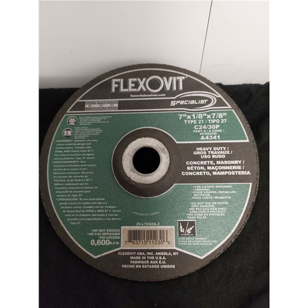 BOITE DE 10 DISQUES ABRASIFS FLEXOVIT TYPE 27, 7" X 1/8" X 7/8"