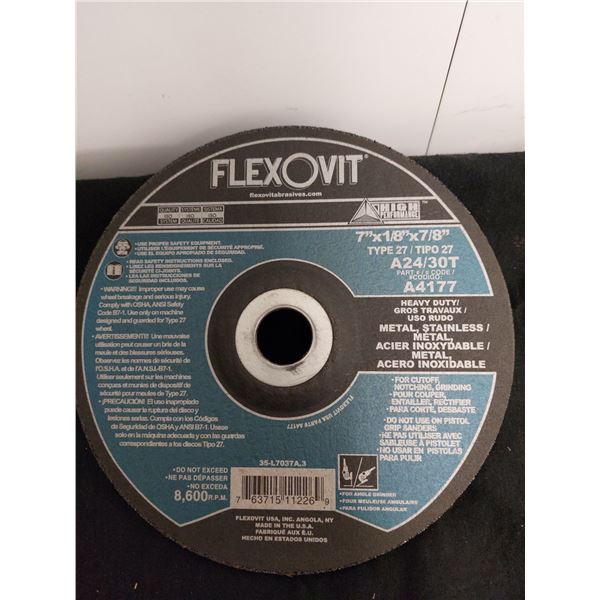 BOITE DE 10 DISQUES ABRASIFS FLEXOVIT TYPE 27, 7" X 1/8" X 7/8"