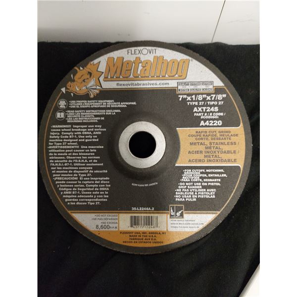 BOITE DE 10 DISQUES ABRASIFS METALLOG 7" X 1/8" X 7/8"