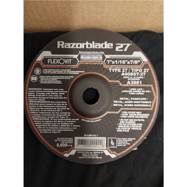 BOITE DE 20 DISQUE ABRASIFS RAZORBLADE TYPE 27, 7" X 1/16" X 7/8"