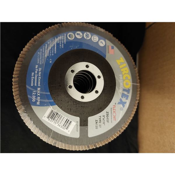 BOITE DE 10 DISQUE À SABLE ZIRCOTEX Z50Y5F 5" X 7/8" GRAIN 120