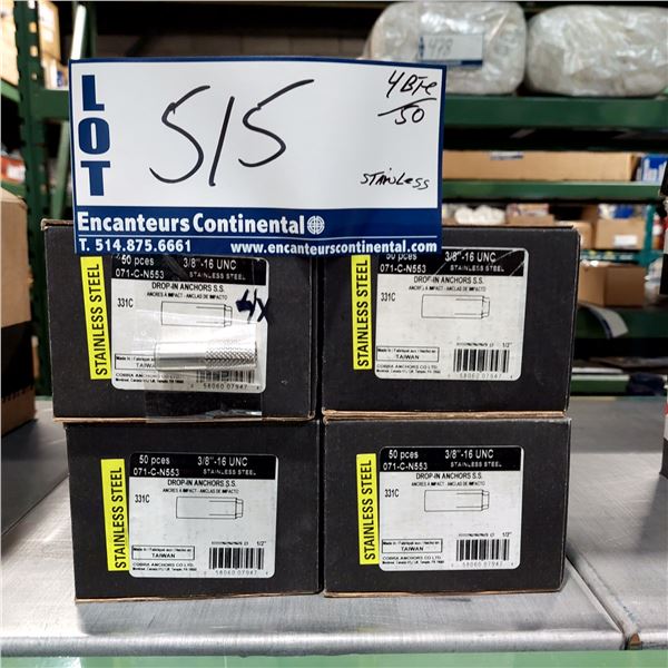 BOITE DE 50 ANCRAGES À IMPACT 3/8"-16 UNC STAINLESS COBRA
