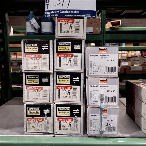 LOT DE 10 BOITES ASST. DE CALES D’ANCRAGE SIMPSON