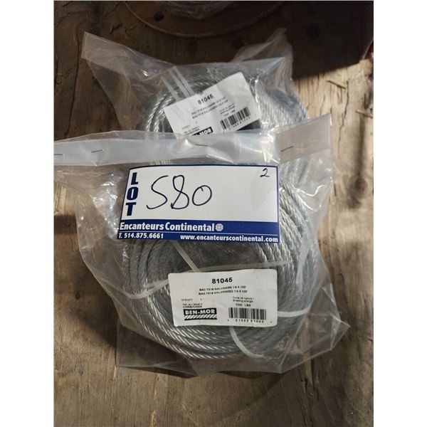 CÂBLES D'ACIER 7 X 19 GALVANISÉS 1/4" X 100' BEN-MOR