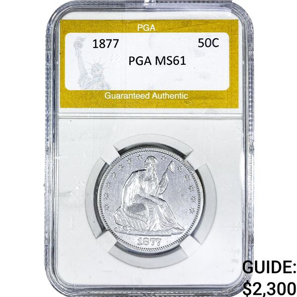 1877 Seated Liberty Half Dollar PGA MS61