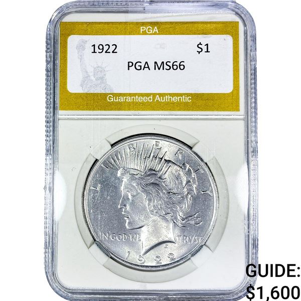 1922 Silver Peace Dollar PGA MS66
