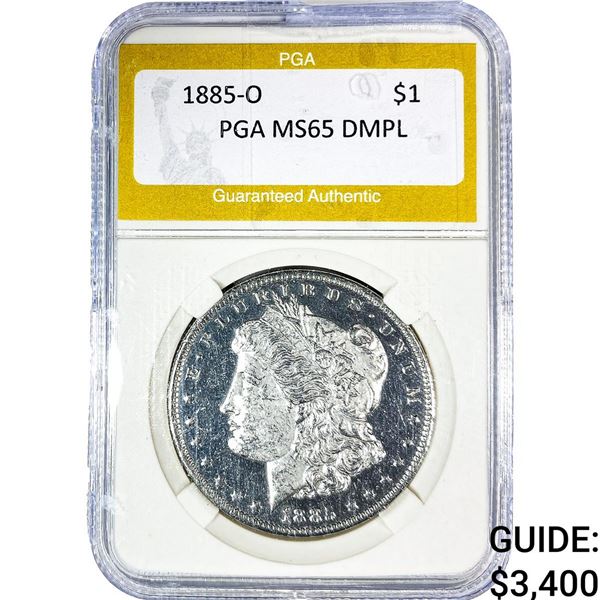 1885-O Morgan Silver Dollar PGA MS65 DMPL