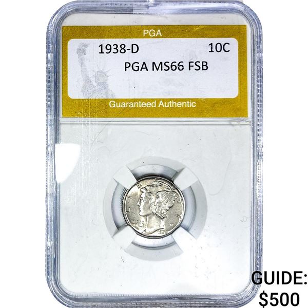 1938-D Mercury Silver Dime PGA MS66 FSB