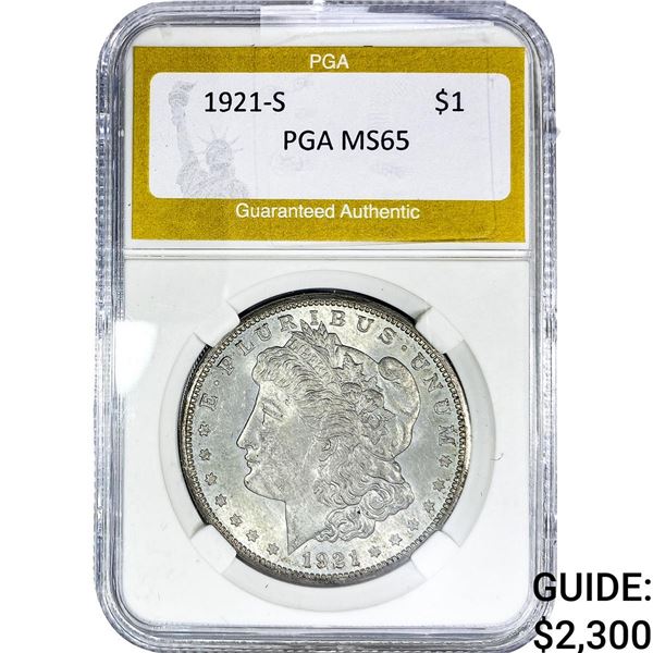 1921-S Morgan Silver Dollar PGA MS65