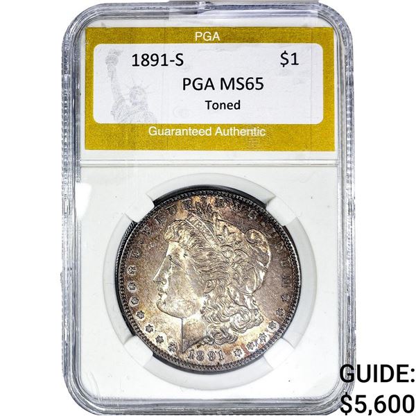 1891-S Morgan Silver Dollar PGA MS65 Toned