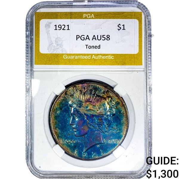 1921 Silver Peace Dollar PGA AU58