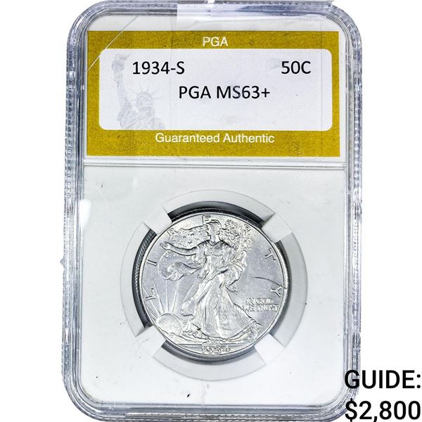 1934-S Walking Liberty Half Dollar PGA MS63+