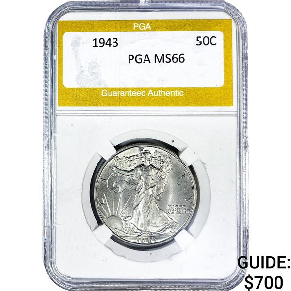 1943 Walking Liberty Half Dollar PGA MS66